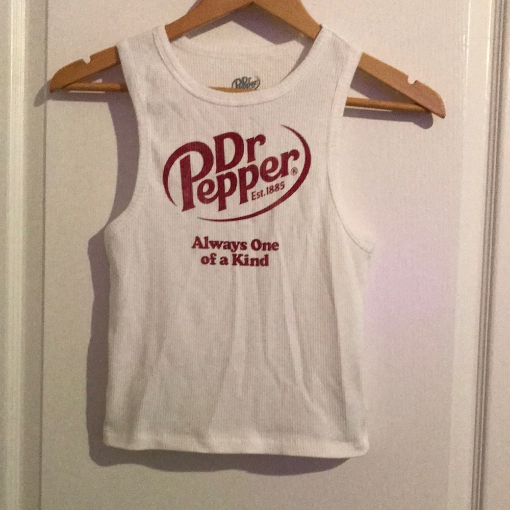 Dr Pepper White Ribbed Logo Tank Top